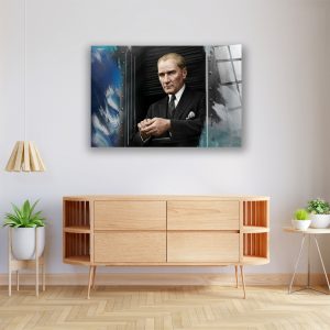 Atatürk Portre  Cam Tablo – Çerçevesiz UV Baskı - Model 5 - Görsel 2