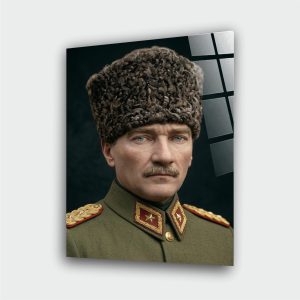 Atatürk Portre Cam Tablo – Çerçevesiz UV Baskı - Model 3