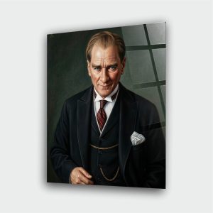 Atatürk Portre Cam Tablo – Çerçevesiz UV Baskı - Model 7