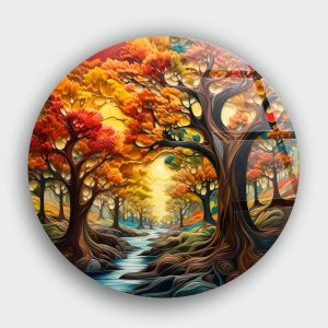 Akarsu Renkli Ağaç Cam Tablo M2