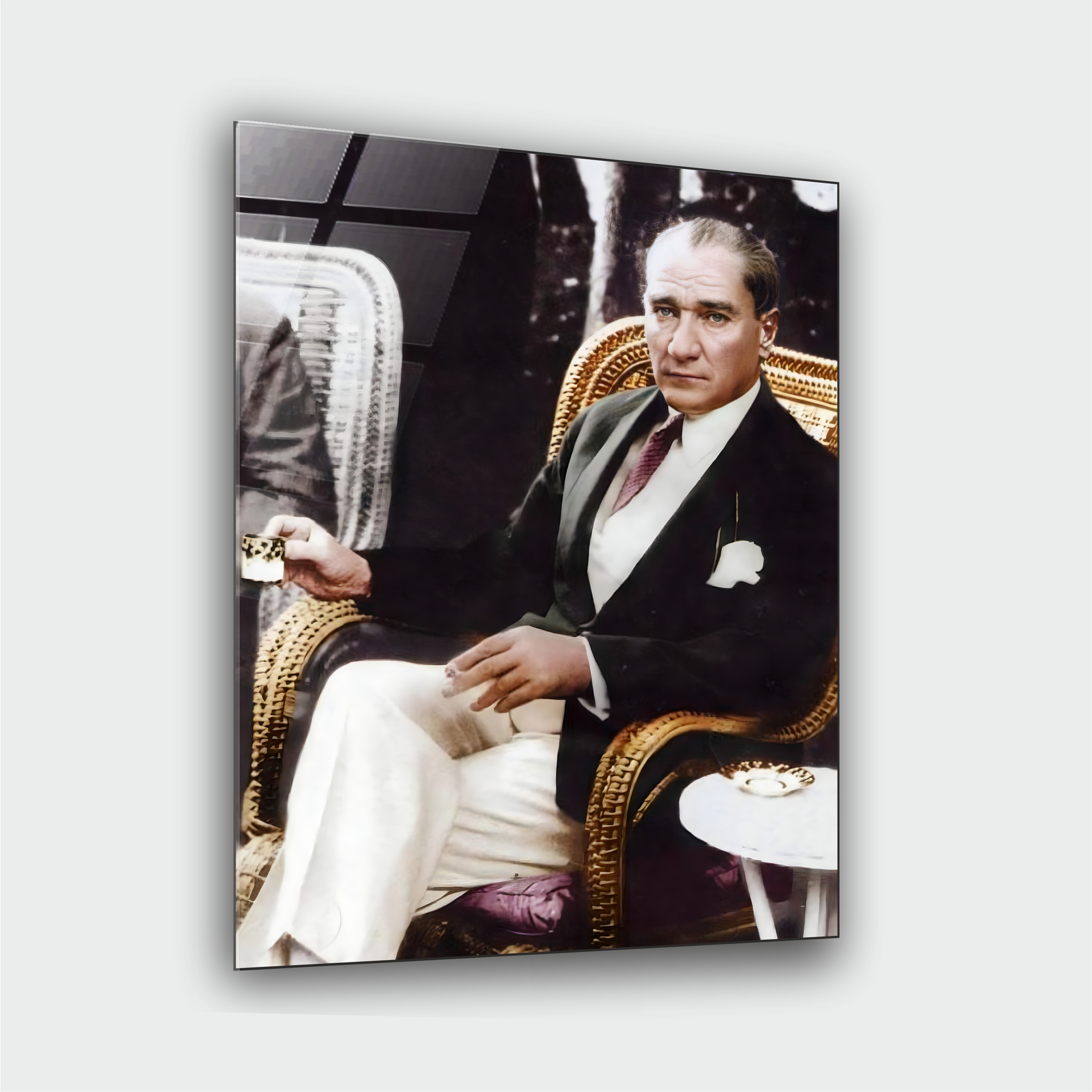 Atatürk Türk Kahvesi Cam Tablo - Görsel 3