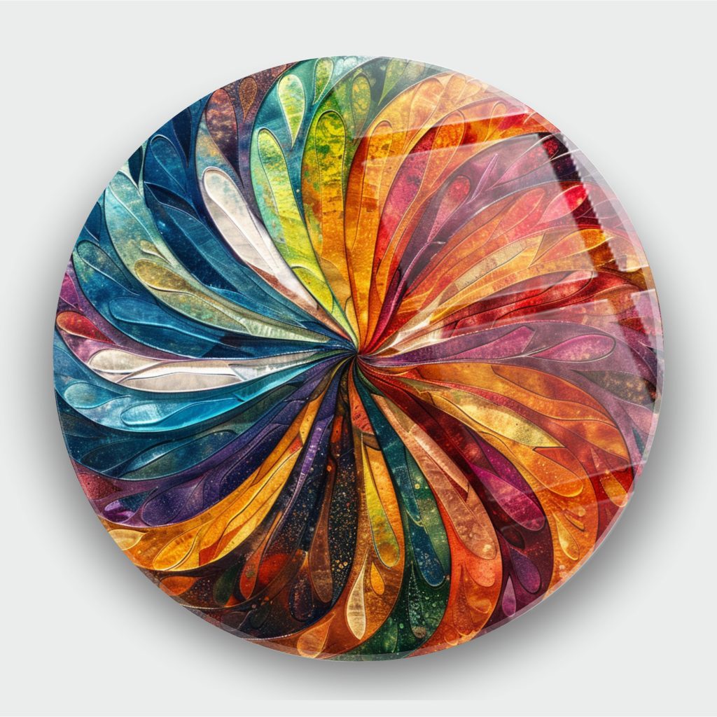 Renkli Sarmal Çiçek Cam Tablo