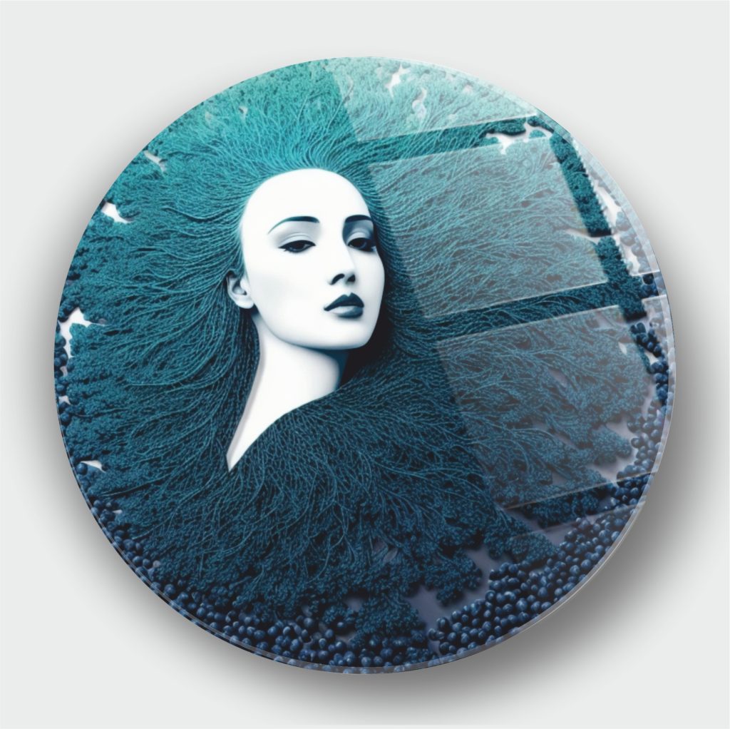 Okyanus Saçlı Kadın Cam Tablo