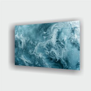 Mavi Baloncuklar ve Dalgalar Cam Tablo