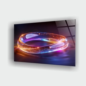 Neon Işık Halkası Cam Tablo