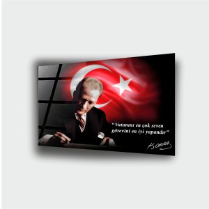 Atatürk Bayrak Cam Tablo - Görsel 4