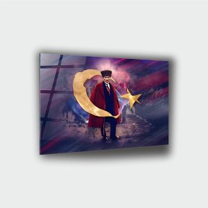 Mustafa Kemal Atatürk Dijital Sanat Cam Tablo