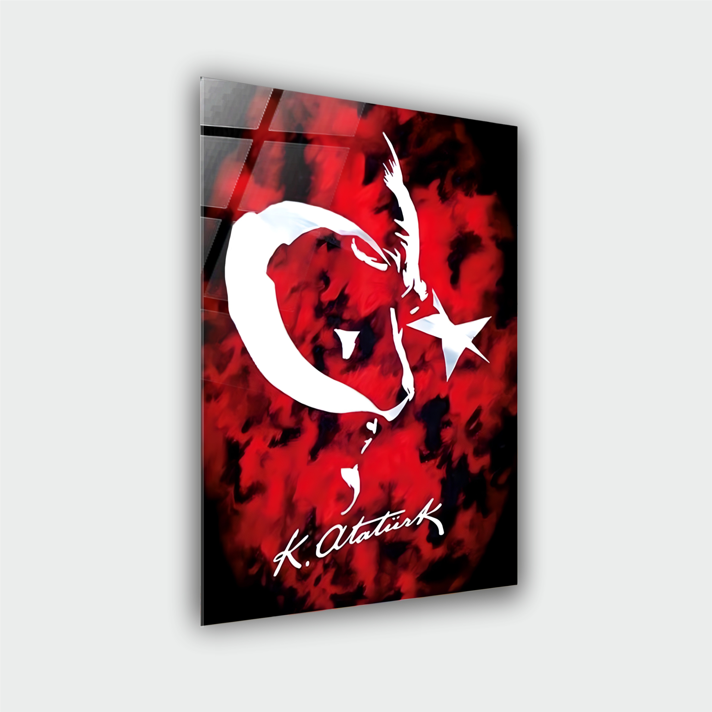 Atatürk Ay Yıldız Silüet Cam Tablo