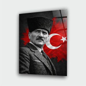 Atatürk Ay Yıldız Bayrak Cam Tablo - Görsel 4