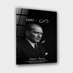 Atatürk Siyah Beyaz Cam Tablo
