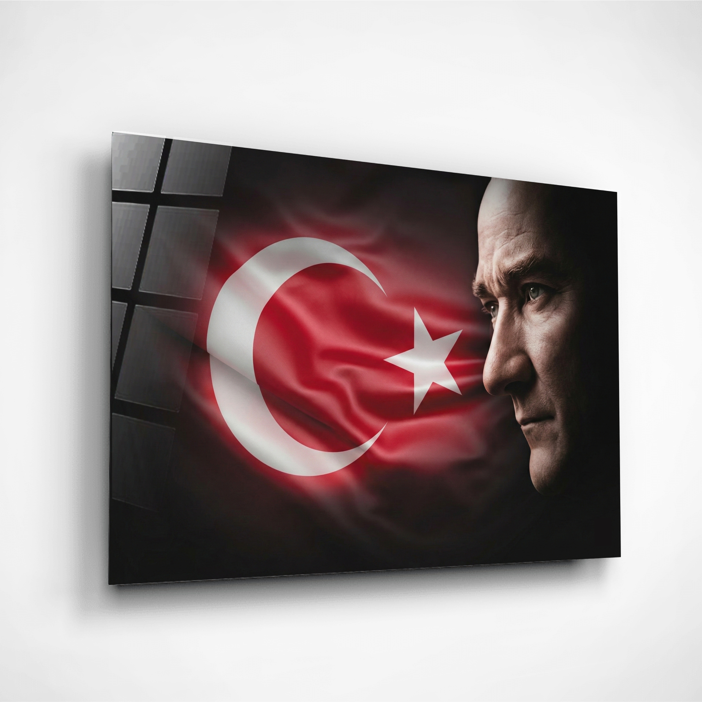 Atatürk Bayrak Portre Cam Tablo - Görsel 2