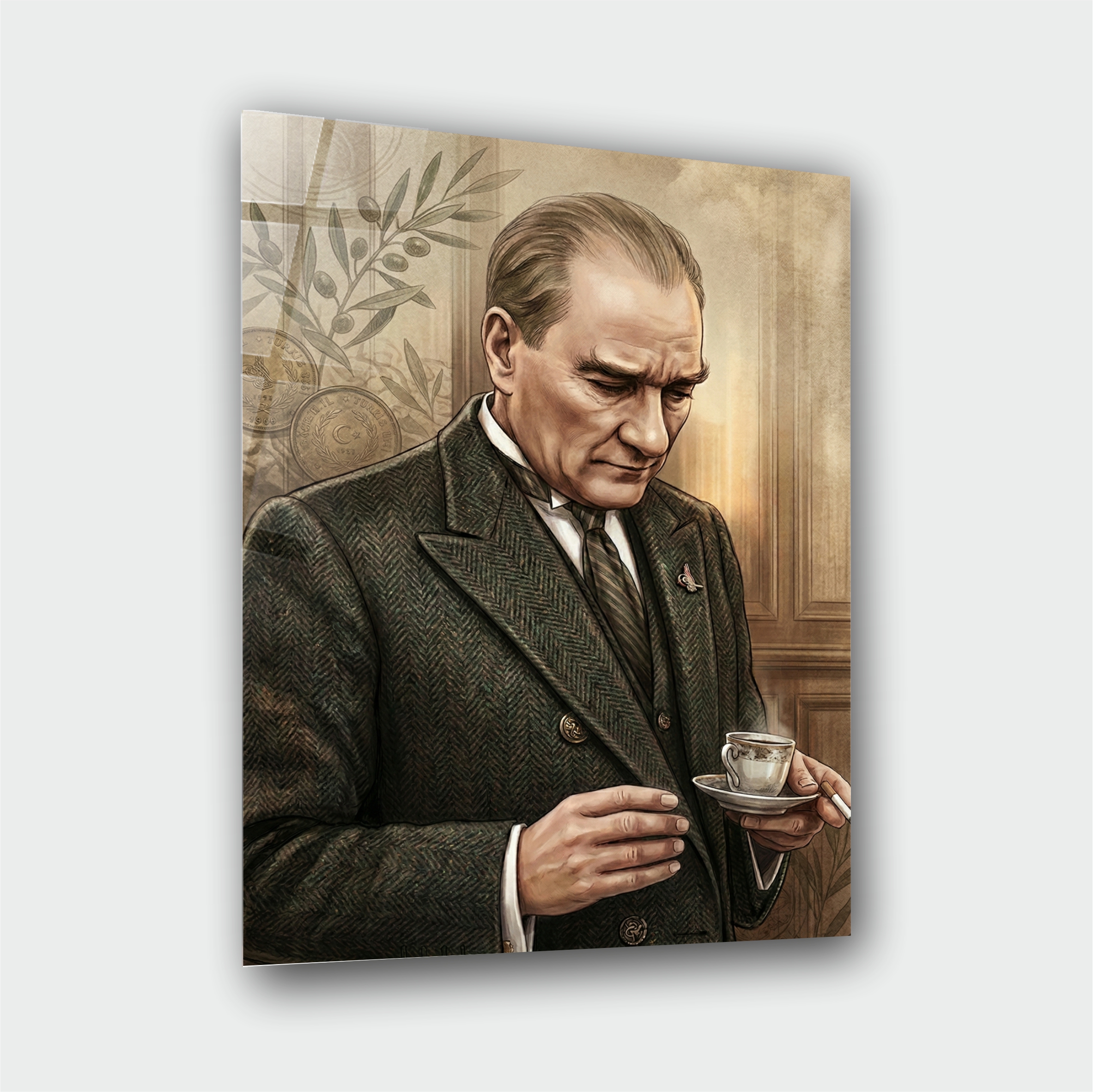 Mustafa Kemal Atatürk Dijital Sanat Cam Tablo 2