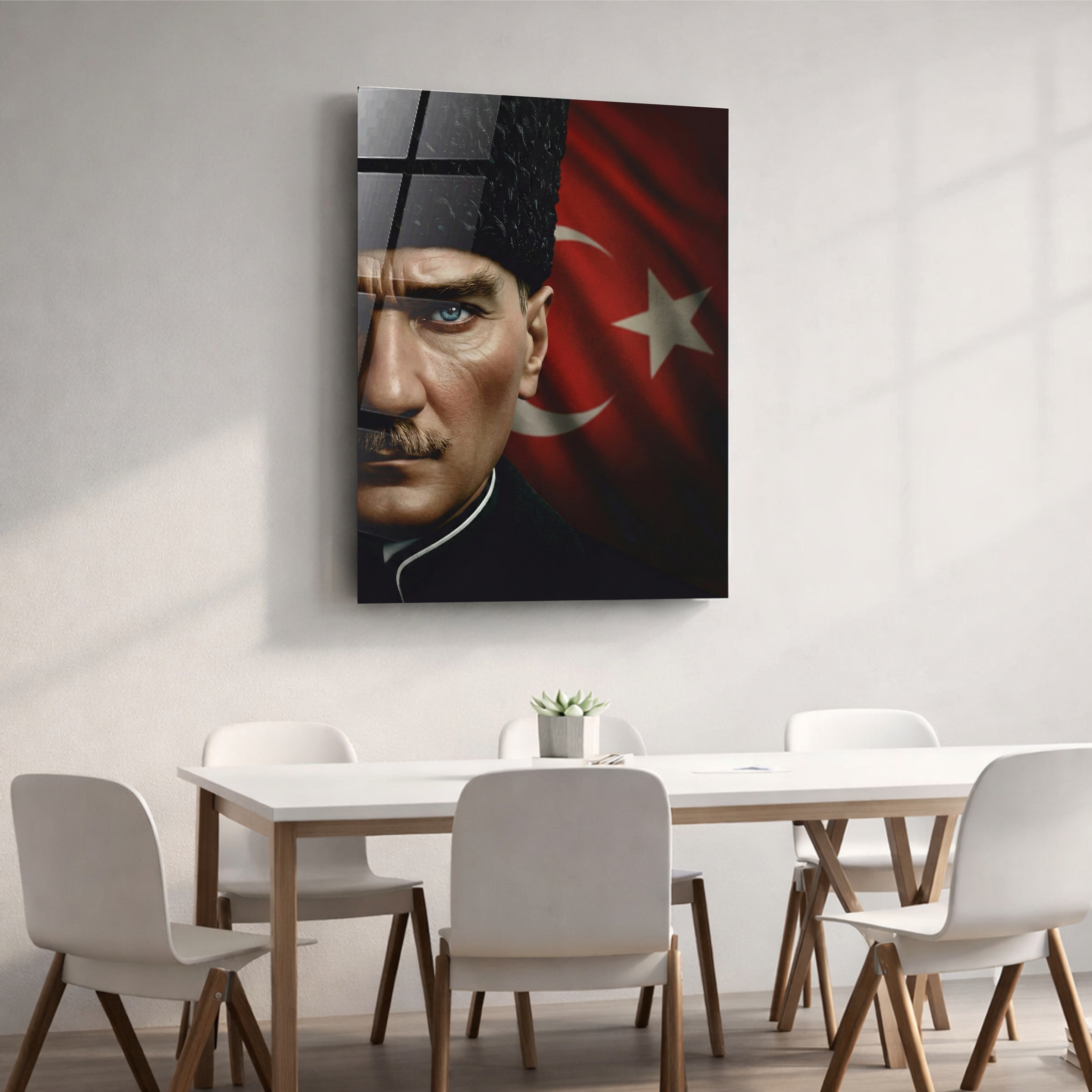 Atatürk Bayrak Portre Cam Tablo - Görsel 4