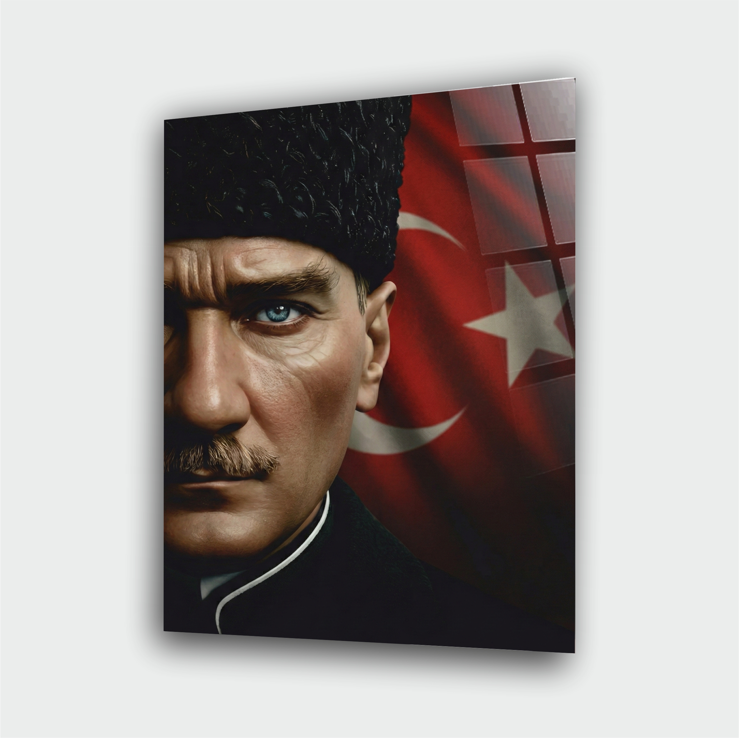 Atatürk Bayrak Portre Cam Tablo - Görsel 2