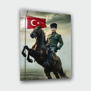 Atatürk At ve Bayrak Cam Tablo - Görsel 2
