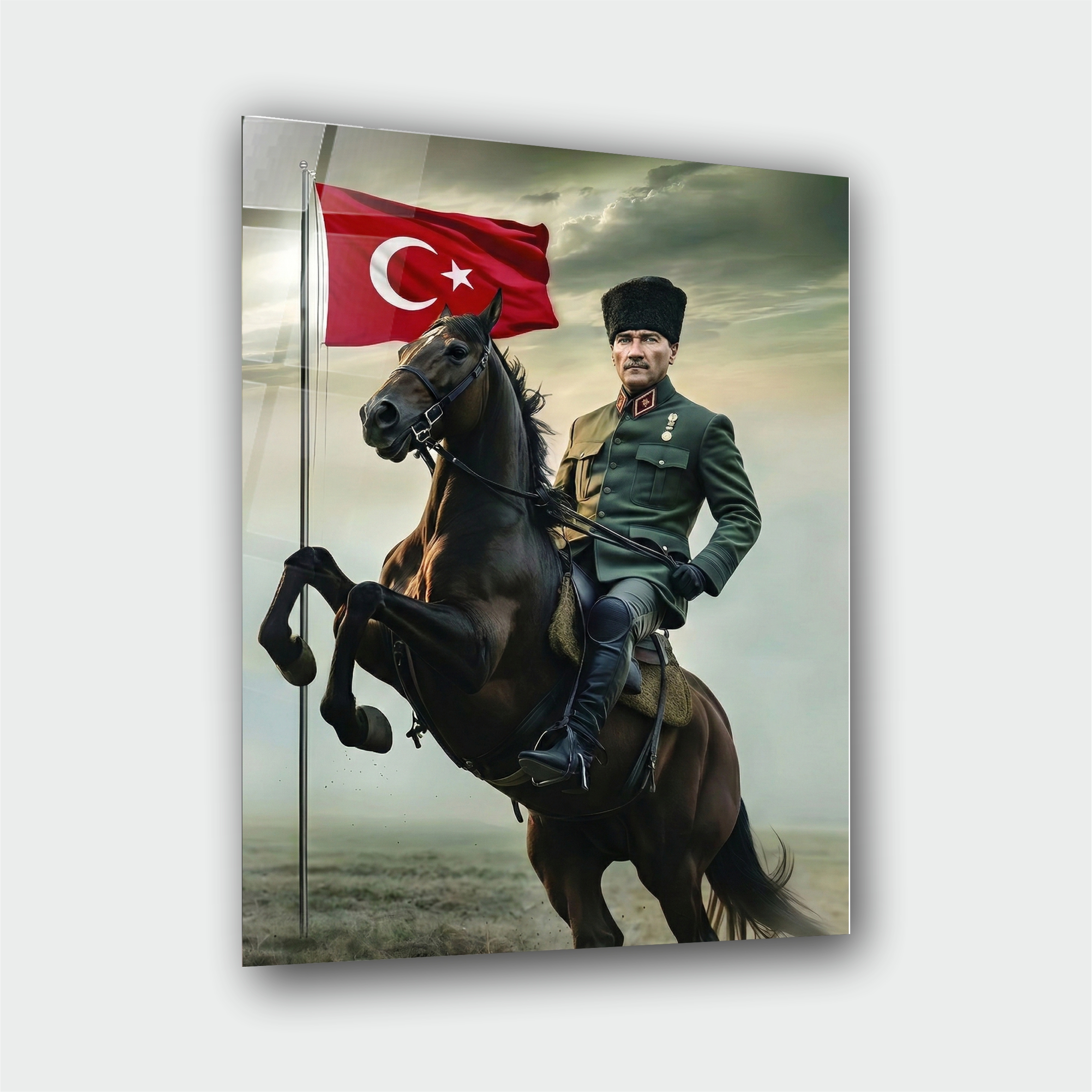 Atatürk At ve Bayrak Cam Tablo - Görsel 2