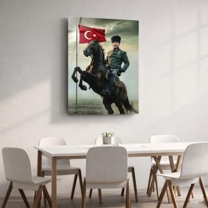 Atatürk At ve Bayrak Cam Tablo - Görsel 4
