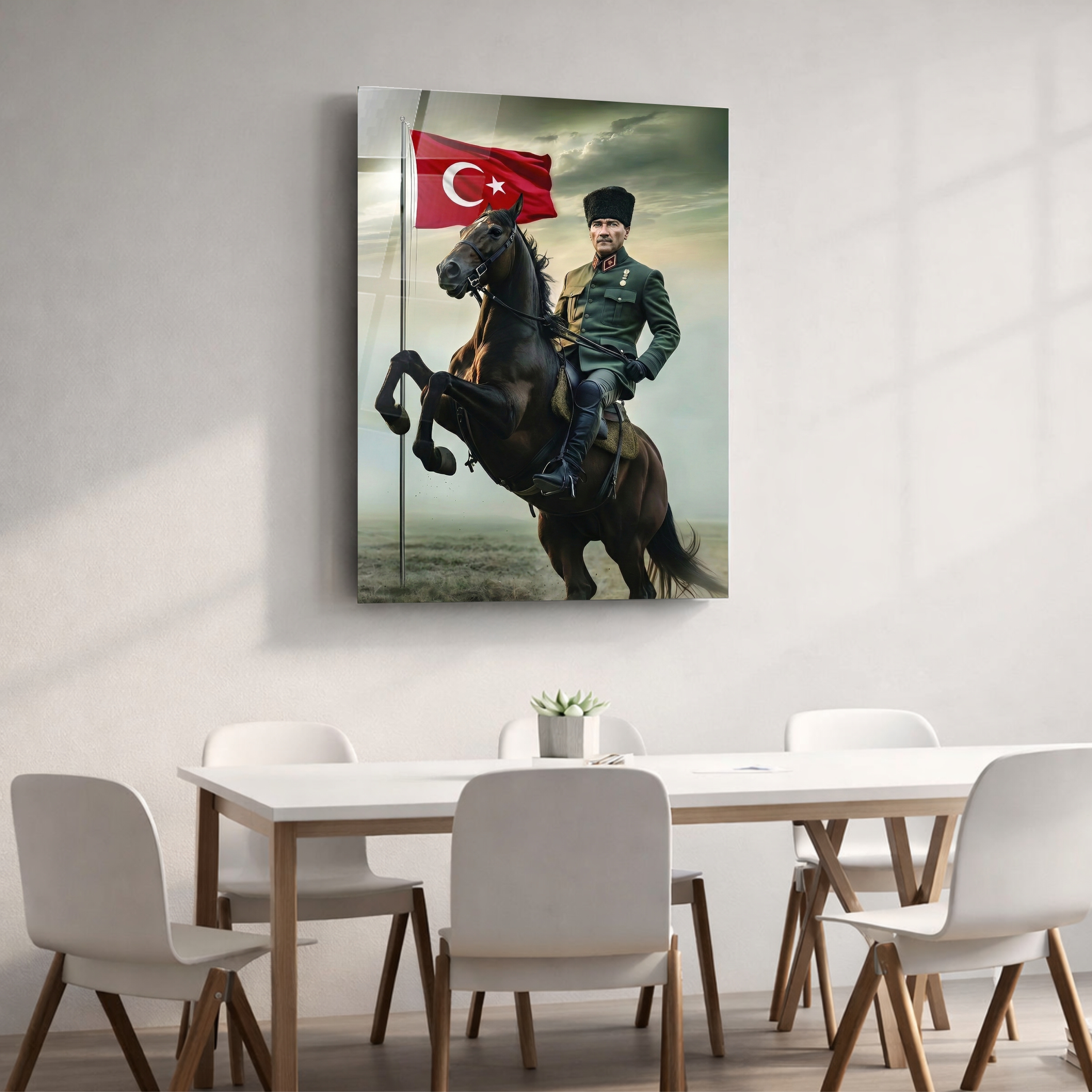 Atatürk At ve Bayrak Cam Tablo - Görsel 4