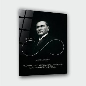 Atatürk Siyah Beyaz Sonsuz Cam Tablo